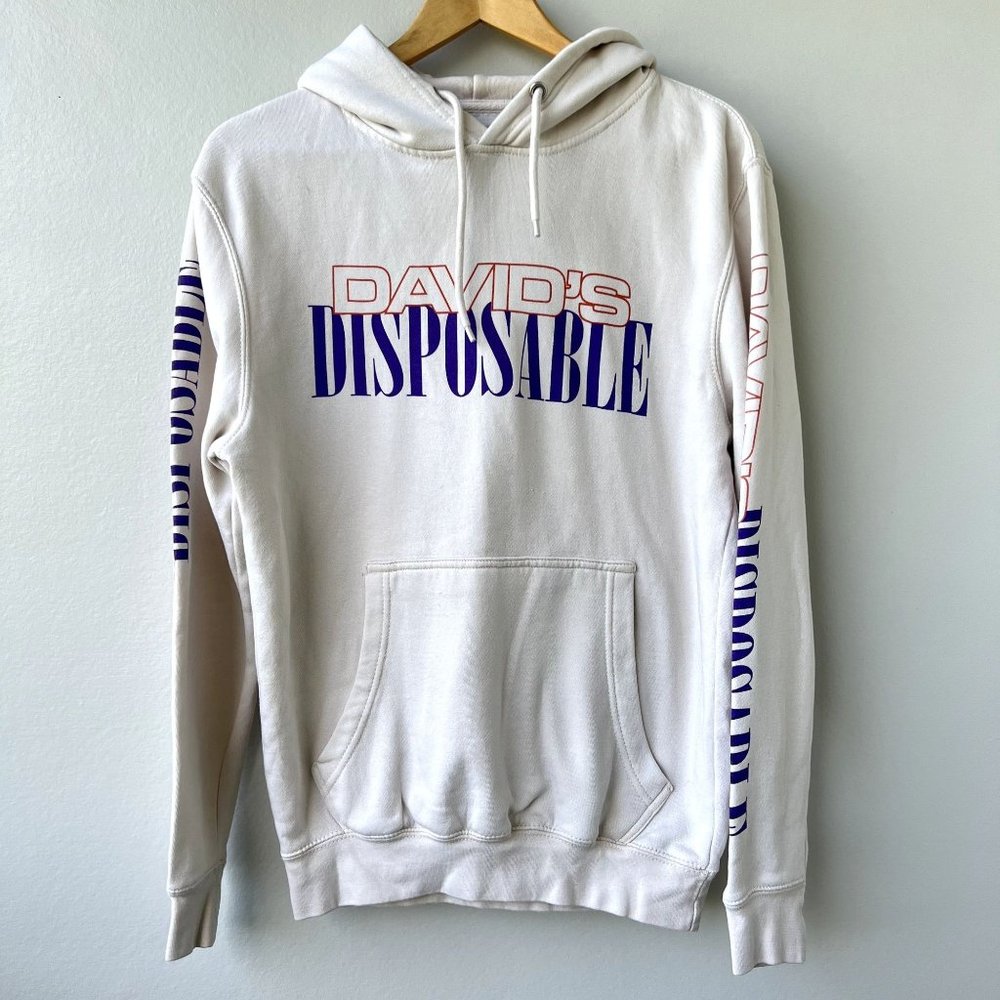 David's Dobrik Disposable Camera Graphic Vintage Hoodie Cream Purple Men Small